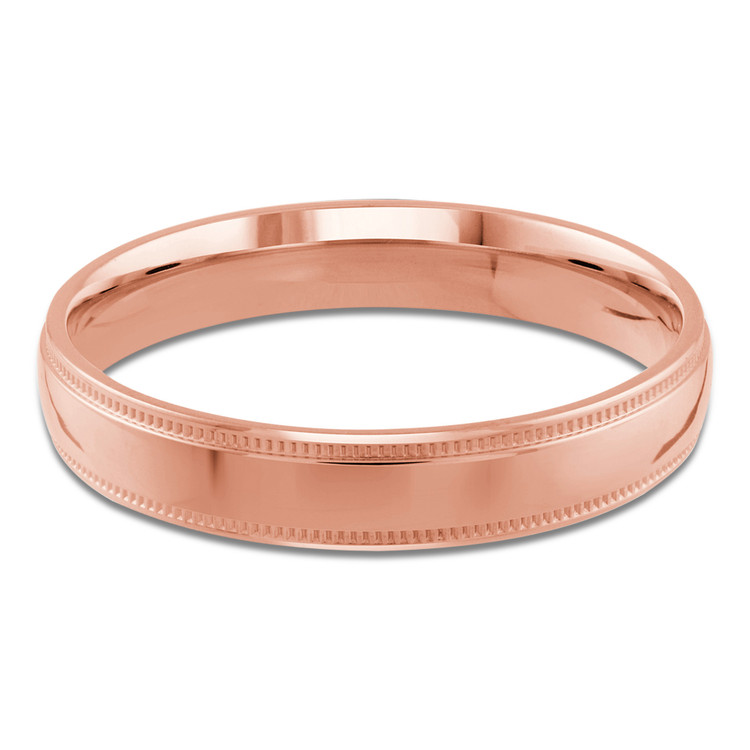 4 MM Milgrained Comfort Fit Classic Womens Wedding Band in Rose Gold (MDVBC0005-4MM-R)