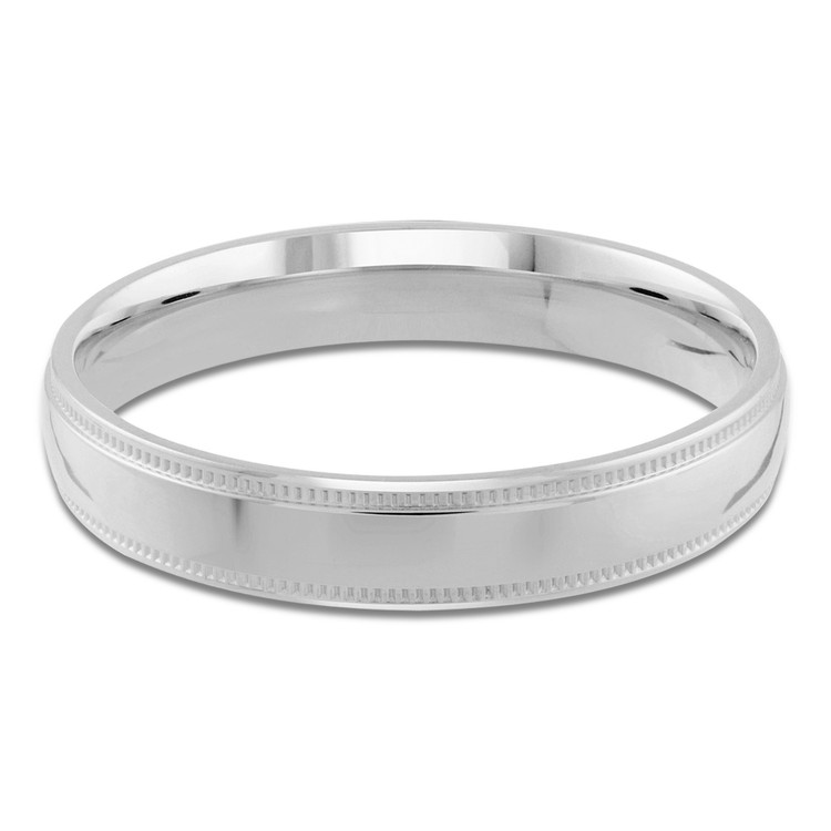 4 MM Milgrained Comfort Fit Classic Womens Wedding Band in White Gold (MDVBC0005-4MM-W)