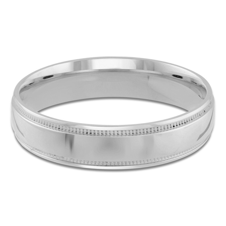 5 MM Milgrained Comfort Fit Classic Womens Wedding Band in White Gold (MDVBC0005-5MM-W)