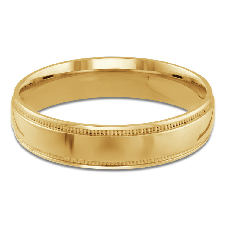 5 MM Milgrained Comfort Fit Classic Womens Wedding Band in Yellow Gold (MDVBC0005-5MM-Y)