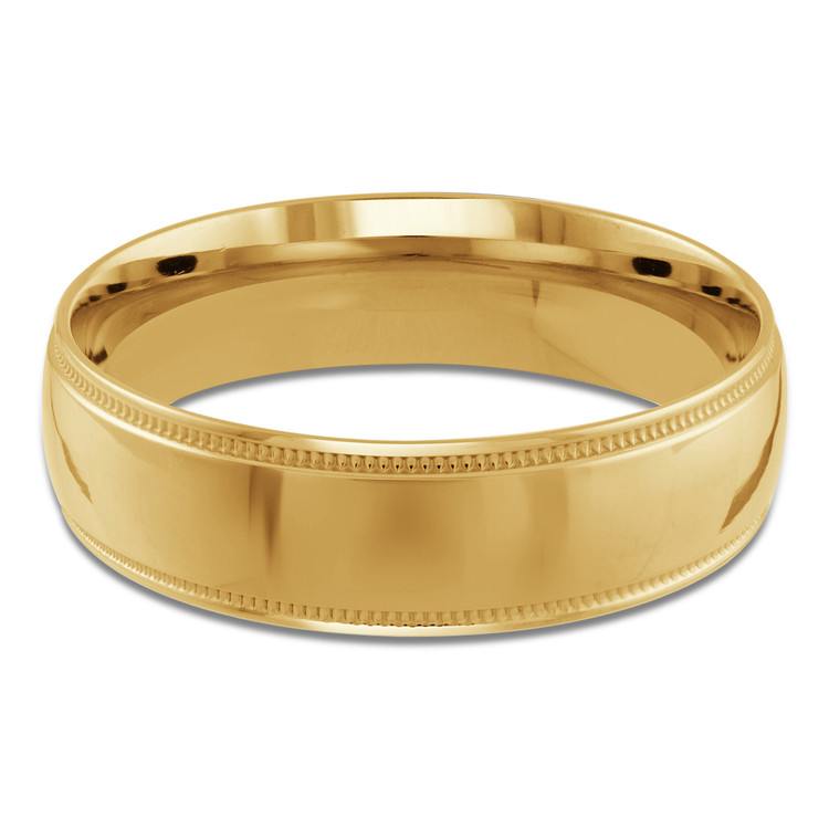 6 MM Milgrained Comfort Fit Classic Womens Wedding Band in Yellow Gold (MDVBC0005-6MM-Y)