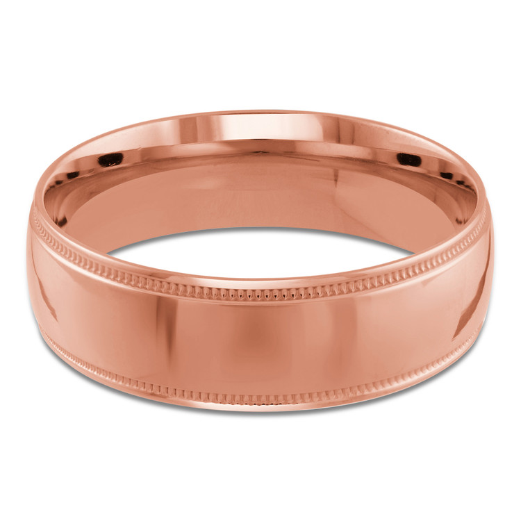 7 MM Milgrained Comfort Fit Classic Womens Wedding Band in Rose Gold (MDVBC0005-7MM-R)