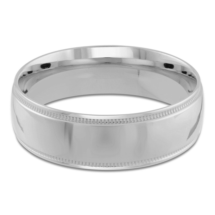 7 MM Milgrained Comfort Fit Classic Womens Wedding Band in White Gold (MDVBC0005-7MM-W)
