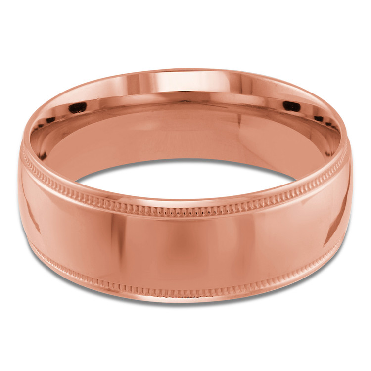 8 MM Milgrained Comfort Fit Classic Womens Wedding Band in Rose Gold (MDVBC0005-8MM-R)