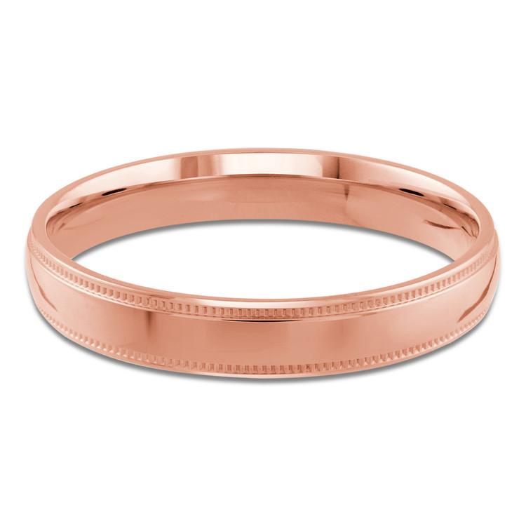 3 MM Milgrained Comfort Fit Classic Mens Wedding Band in Rose Gold (MDVBC0006-3MM-R)