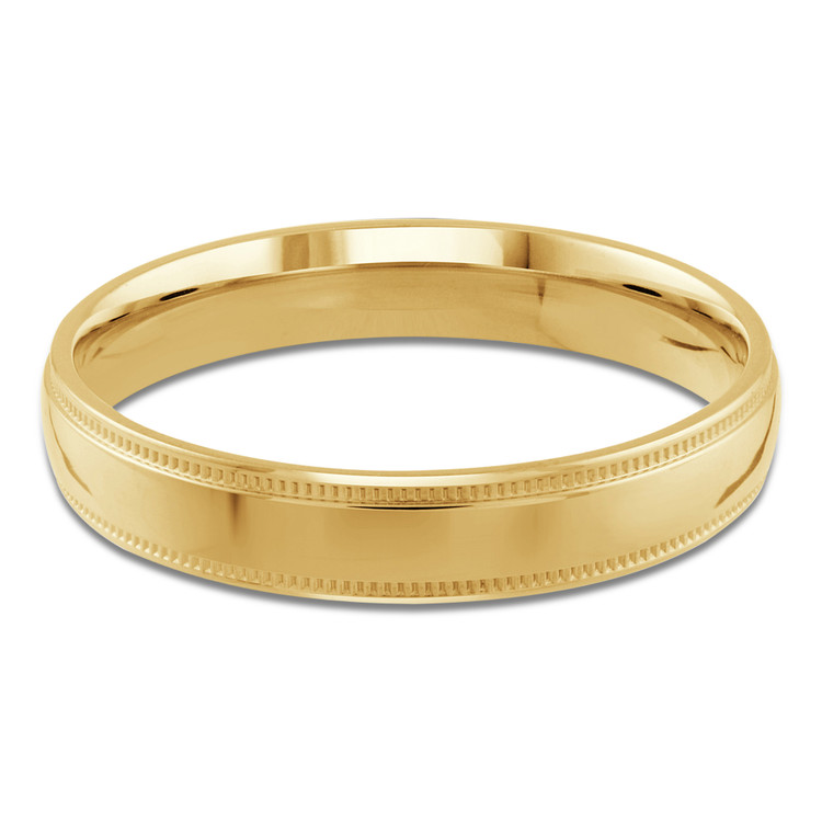 4 MM Milgrained Comfort Fit Classic Mens Wedding Band in Yellow Gold (MDVBC0006-4MM-Y)