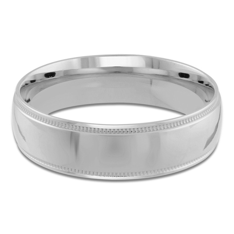 6 MM Milgrained Comfort Fit Classic Mens Wedding Band in White Gold (MDVBC0006-6MM-W)