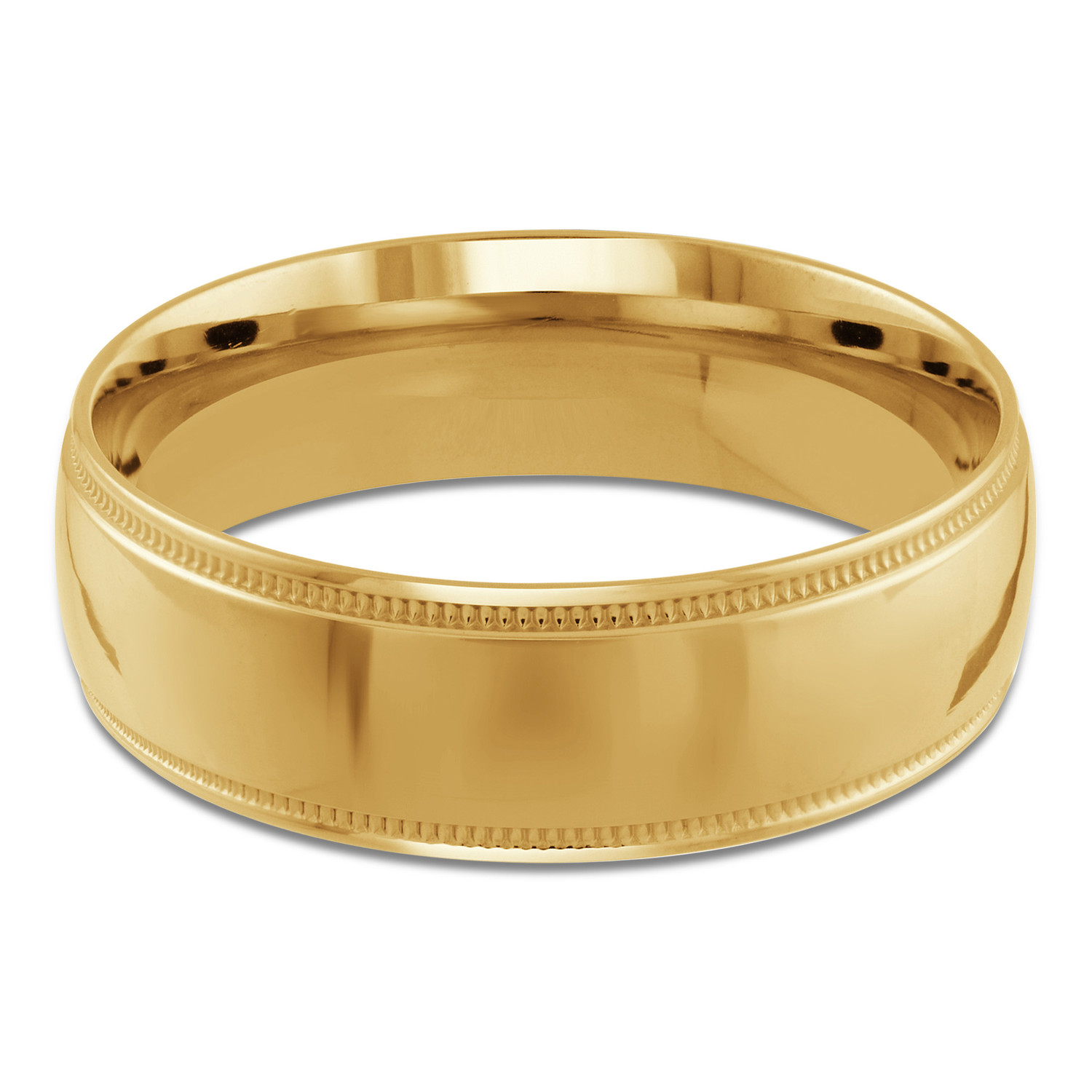 7 MM Milgrained Comfort Fit Classic Mens Wedding Band in Yellow Gold (MDVBC0006-7MM-Y)