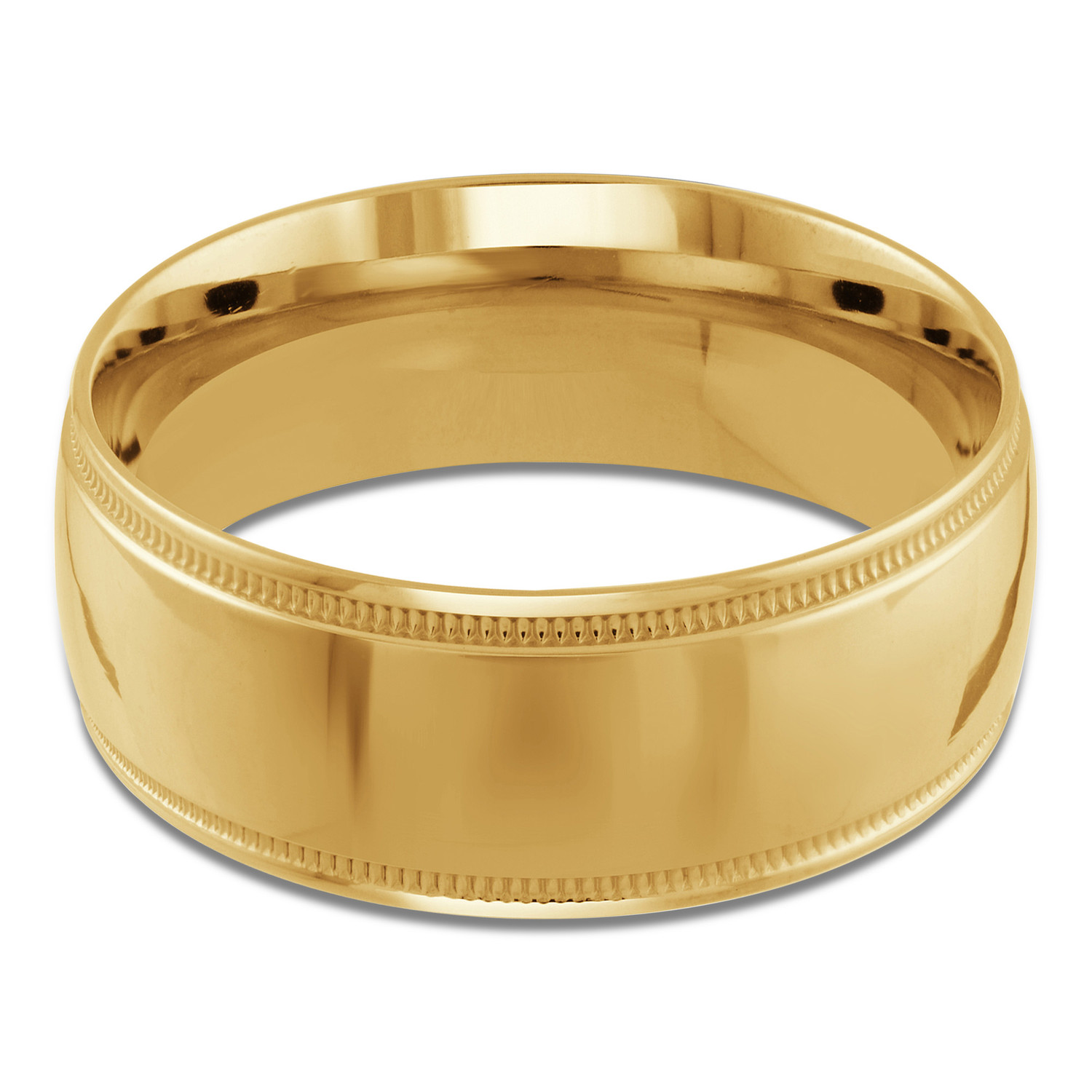 9 MM Milgrained Comfort Fit Classic Mens Wedding Band in Yellow Gold (MDVBC0006-9MM-Y)
