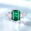 Cushion Green Nano Emerald Three-stone Cocktail Ring in 0.925 White Sterling Silver (MDS210210)