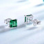 Cushion Green Nano Emerald Stud Earrings in 0.925 White Sterling Silver (MDS210261)