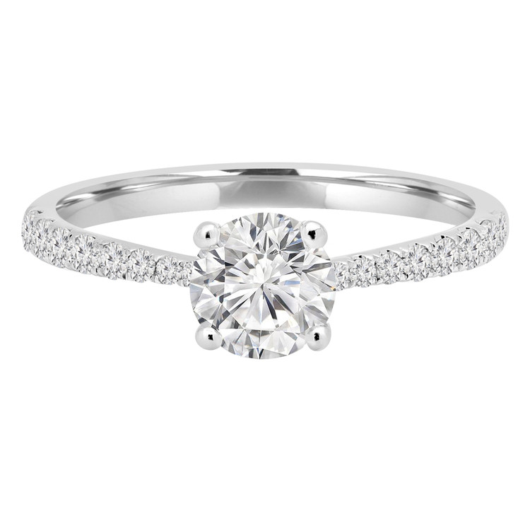 4/5 CTW Round Diamond Hidden Halo Solitaire with Accents Engagement Ring in 14K White Gold (MD220248)
