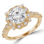 9/10 CTW Round Diamond Vintage Floral Halo Engagement Ring in 14K Yellow Gold (MD220249)