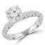 1 1/2 CTW Round Diamond Twisted Solitaire with Accents Engagement Ring in 14K White Gold (MD220252)