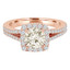 1 1/2 CTW Round Champagne Diamond Split-Shank Halo Engagement Ring in 14K Rose Gold (MD220254)