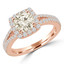 1 1/2 CTW Round Champagne Diamond Split-Shank Halo Engagement Ring in 14K Rose Gold (MD220254)