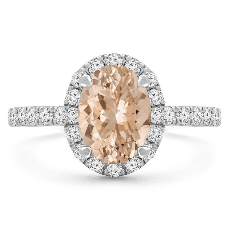 1 4/5 CTW Oval Champagne Morganite Oval Halo Engagement Ring in 14K White Gold (MD220255)