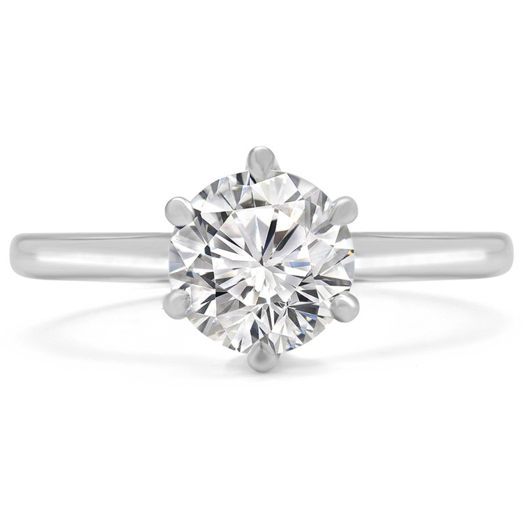 7/8 CT Round Diamond 6-Prong Solitaire Engagement Ring in 14K White Gold (MD220263)
