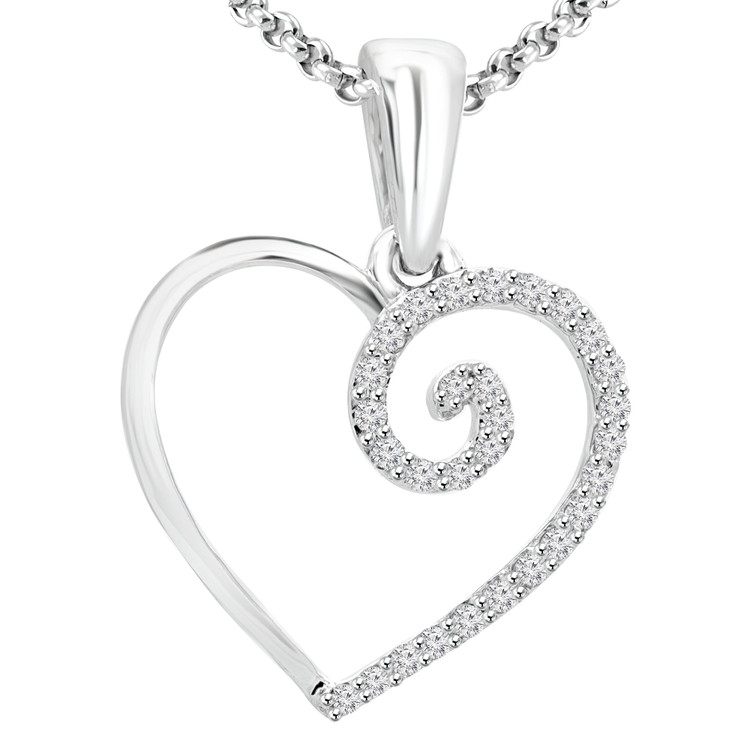 White Gold Diamond Heart Necklace | Majesty Diamonds
