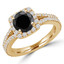 2 1/4 CTW Round Black Diamond Split-Shank Halo Engagement Ring in 14K Yellow Gold (MD220282)