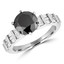 3 1/6 CTW Round Black Diamond Solitaire with Accents Engagement Ring in 14K White Gold with Baguette Accents (MD180140)