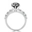 3 1/6 CTW Round Black Diamond Solitaire with Accents Engagement Ring in 14K White Gold with Baguette Accents (MD180140)
