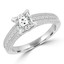 2 1/10 CTW Princess Diamond Vintage Cathedral Solitaire with Accents Engagement Ring in 18K White Gold With Channel Set Accents (MD220289)