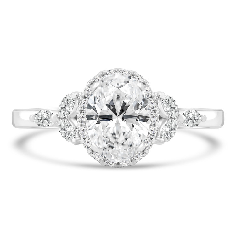 1 1/3 CTW Oval Diamond Oval Halo Engagement Ring in 18K White Gold (MD220297)