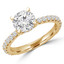 1 CTW Round Diamond Hidden Halo Solitaire with Accents Engagement Ring in 14K Yellow Gold (MD220313)