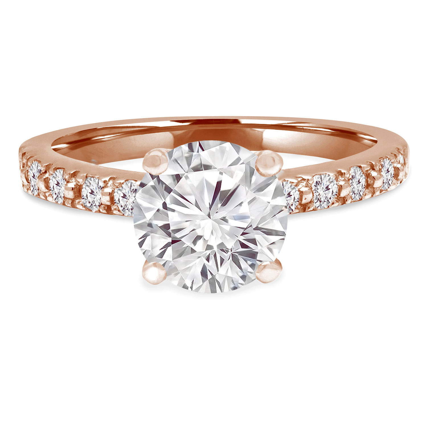 4/5 CTW Round Diamond 4-Prong Solitaire with Accents Engagement Ring in 14K Rose Gold (MD220316)