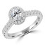 1 1/7 CTW Oval Diamond Double Claw Prongs Cathedral Oval Halo Engagement Ring in 14K White Gold (MD220327)