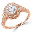 5/8 CTW Round Diamond Floral Vintage Halo Engagement Ring in 14K Rose Gold with Accents (MD220331)