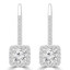 1 1/5 CTW Round Diamond Princess Halo Drop/Dangle Earrings in 18K White Gold (MD220352)