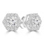 1 3/5 CTW Round Diamond Hexagon Halo Stud Earrings in 18K White Gold (MD220355)