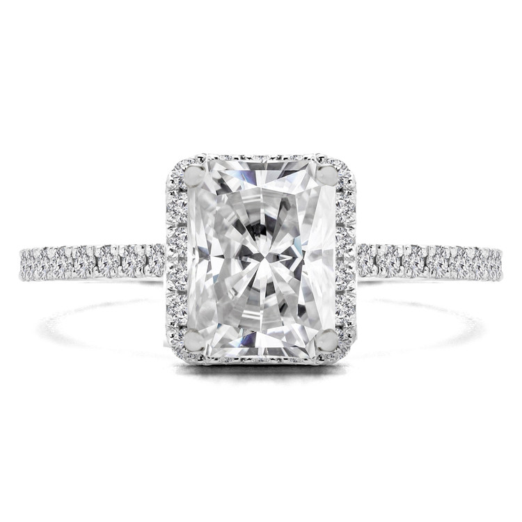 1 1/2 CTW Radiant Diamond Claw Prongs Radiant Halo Engagement Ring in 14K White Gold (MD220372)