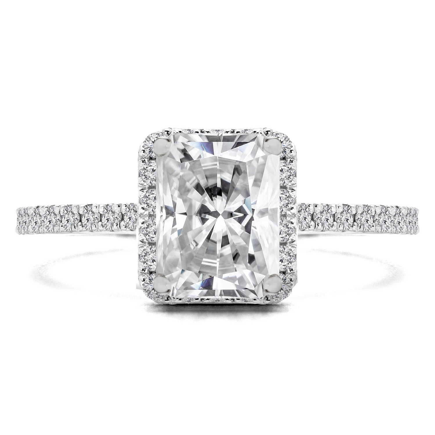 1 2/5 CTW Radiant Diamond Claw Prongs Radiant Halo Engagement Ring in 14K White Gold (MD220373)