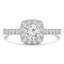 1 1/5 CTW Round Diamond Cathedral Cushion Halo Engagement Ring in 14K White Gold with Accents (MD220384)