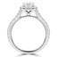 1 1/5 CTW Round Diamond Cathedral Cushion Halo Engagement Ring in 14K White Gold with Accents (MD220384)
