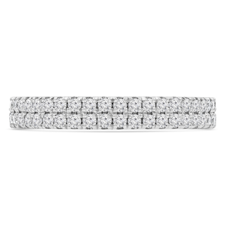 2/3 CTW Round Diamond Two-row 3/4 Way Semi-Eternity Anniversary Wedding Band Ring in 14K White Gold (MD220399)