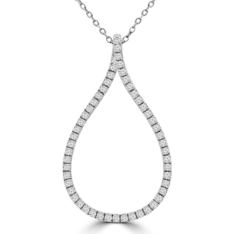 1/2 CTW Round Diamond Fancy Pendant Necklace in 14K White Gold (MD220407)