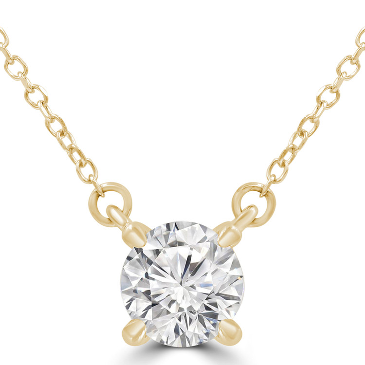 3/5 CT Round Diamond 4-Prong Solitaire Necklace in 14K Yellow Gold (MD220408)