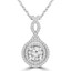 1/2 CTW Round Diamond Double Halo Pendant Necklace in 18K White Gold (MD220410)