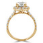 1 1/2 CTW Round Diamond Double-Prong Cushion Halo Engagement Ring in 14K Yellow Gold (MD220415)