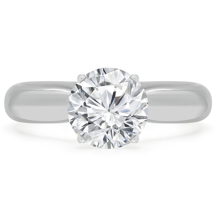 1/2 CT Round Diamond Cathedral Solitaire Engagement Ring in 14K White Gold (MD220424)