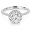 2/3 CTW Round Diamond Cathedral Tapered  Halo Engagement Ring in 14K White Gold with Accents (MD220431)