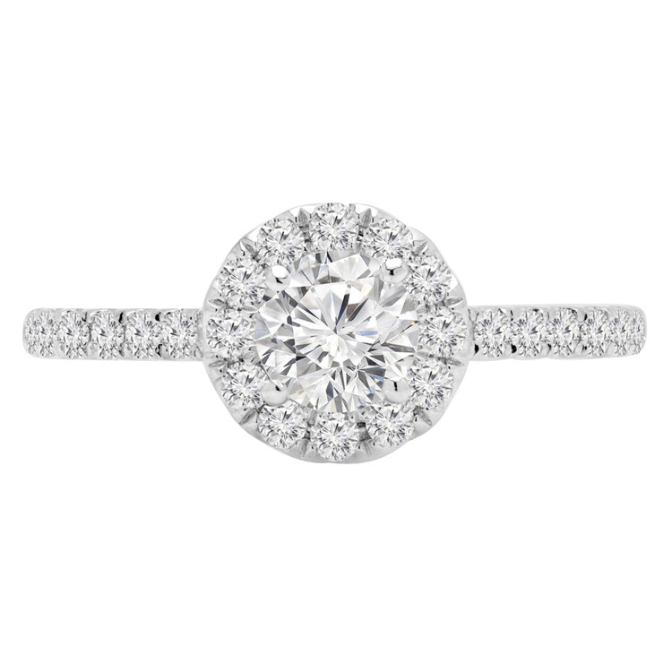 1 CTW Round Diamond Cathedral Halo Engagement Ring in 14K White Gold with Accents (MD220436)