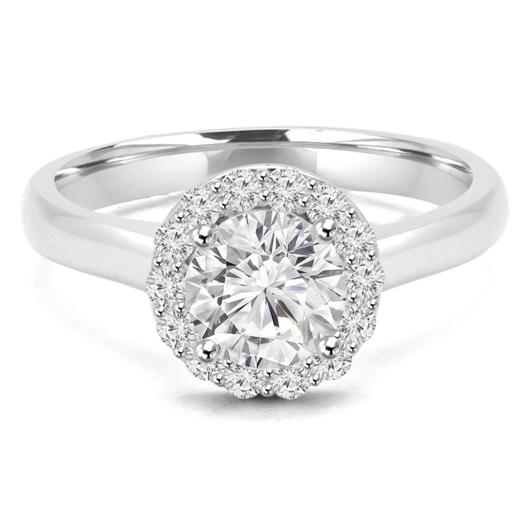 2/3 CTW Round Diamond Open Bridge Halo Engagement Ring in 14K White Gold (MD220441)
