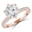1 CTW Round Diamond 6-Prong Hidden Halo Solitaire with Accents Engagement Ring in 14K Rose Gold (MD220450)