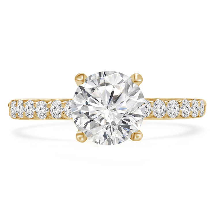 1 CTW Round Diamond Solitaire with Accents Engagement Ring in 14K Yellow Gold (MD220452)
