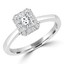 1/2 CTW Princess Diamond Radiant Halo Engagement Ring in 14K White Gold with Accents (MD220334)